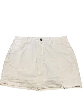 luvamia White Denim Mini Skort Skirt with Front Slit Size M Mid Rise